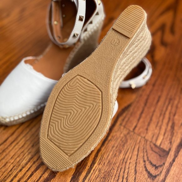 White Wedge Sandals with Studded Ankle Strap - Picture 5 of 8